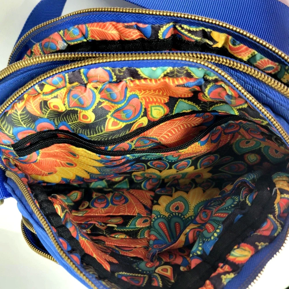 Travelon Crossbody Bag Blue Small Adjustable Strap Multi Pocket Travel Purse